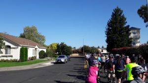 Riders on a residential street